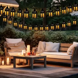 Nowa Lichterkette Solarleuchten Aussen LED Solarlampe Gartenlampe Dekoration in Laternenform, Kunststoff schwarz, 30x LED warmweiß, L 200 cm