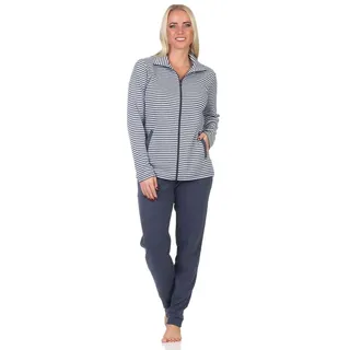 normann Damen Hausanzug/Freizeitanzug in Kuschel Interlock Qualität - auch in Übergröße, Farbe:blau-Mel., Größe:36-38 - 36-38