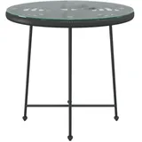 vidaXL Esstisch Schwarz Ø80 cm Hartglas und Stahl