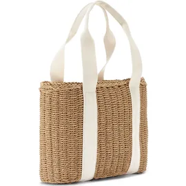 VIVANCE Strandtasche Shopper Kunstleder Beige/Weiß