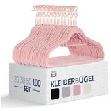 Blumtal Kleiderbügel 100 Stück - Samtbezogene, 360° drehbar und belastbar - Platzsparend und rutschfest - Rosa Farbe