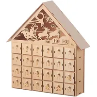 ZXCVWWE Weihnachten Holz Adventskalender 24 Tage Adventskalender verziert mit Weihnachten Weihnachten Advent Holzhaus Kalendbaum