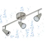 Trango 3-flammig 1009-32 LED Badleuchte IP44 Bad Deckenleuchte in Nickel matt & Chrom, Flurlampe, WC Lampe, Deckenlampe, Deckenstrahler inklusive 3x 5 W LED Leuchtmittel