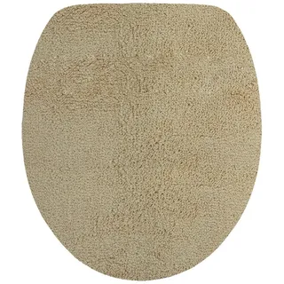 NYVI Badematte WC Deckelbezug mit Gummizug NYVISpa Lasalle Toilettendeckelbezug, Höhe 20 mm, Polyester, Rutschfest, Saugstark, Schnell Trocknend, Fußbodenheizung geeignet beige 38 cm x 48 cm x 20 mm