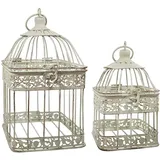 zeitzone Deko Vogelkäfig Dekokäfig 2er-Set Vintage Nostalgie Antik-Stil Weiß