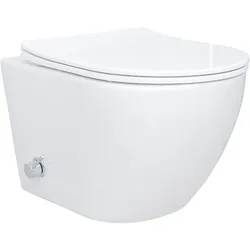 Spülrandloses Taharet Dusch WC inkl. Armatur + Sitz Toilette mit Bidet Funktion