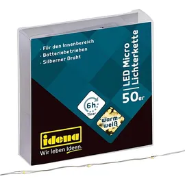 IDENA Lichterkette 50 LED Micro silber