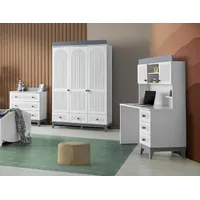 JV Möbel Modern Kinderzimmer Set Kleiderschrank Kommode), Schreibtisch, Weiß 3tlg Neu