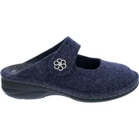 Finn Comfort Brig Clog aus Wollfilz 6567-416048, Darkblue, Klettverschluss 43 - Blau - 43