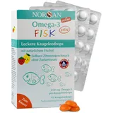 NORSAN Omega 3 FISK Jelly 45 hochdosiert/Omega 3 für Kinder (250 mg pro Kaugeleedrops) / Omega 3 Öl mit EPA & DHA/Tagesdosis mit Zitrone-Erdbeer-Geschmack 4 Kapseln Premium Omega 3 für Kinder