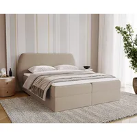 kaiser möbel Schlafzimmerbett Bloom mit abgerundetem Kopfteil, Stoff Komodo Dunkelbeige 140x200 cm - Beige