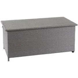 Mendler Poly-Rattan Kissenbox HWC-D88, Gartentruhe Auflagenbox Truhe ~ Premium grau, 51x115x59cm 250l