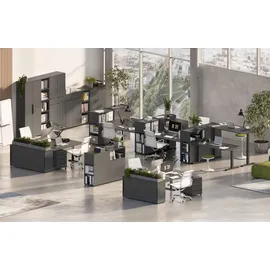 Germania Schreibtisch grafit rechteckig, C-Fuß-Gestell schwarz 140,0 x 80,0 cm