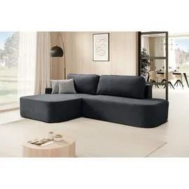 beautysofa Ecksofa GAVI L-Form 270 cm – mit Schlaffunktion & Bettkasten, Dunkelgrau, Eckseite links - Dunkelgrau