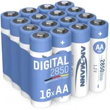 Ansmann Akku Mignon AA 2650 mAh 1,2V NI-MH, 16 Stück, wiederaufladbar, hohe Kapazität ideal für Kameras, Blitzgeräte, Digitalkameras, Wildkameras