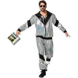 tectake® Herrenkostüm Retro 80er 90er Jahre Disco Jogginganzug