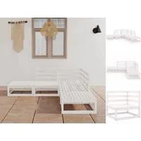 vidaXL 5-tlg. Garten-Lounge-Set Weiß Massivholz Kiefer
