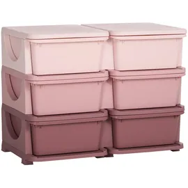 Homcom Schubladenschrank Kunststoff 75 x 37 x 56,5 cm Rosa