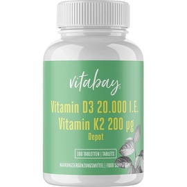 Vitabay CV Vitamin D3 Depot 20.000 IE + Vitamin K2 200 Μg Tab