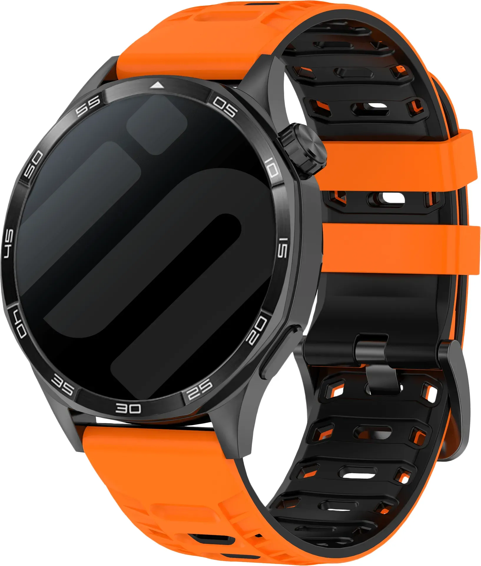 Strap-it Oneplus Watch Armband Silikon 'Sport' für OnePlus Watch 4  - 47mm - Orange/schwarz - Schnallenverschluss