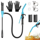 Herbst Elektrische Transferpumpe Benzinpumpe für Kanister mit Handschuhe, Elektrische Umfüllpumpe Akku Tragbare Ölpumpe 2.4 GPM (9 L/min) für Auto Motorrad zum Benzin Diesel Kraftstoffe