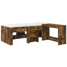vidaXL Hochbett mit Schreibtisch für Kinder 2 Stk. 90 x 200 cm Eiche Geräuchert