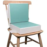 Kalawen Sitzerhöhung Stuhl Kind 2 Stücke Sitzkissen Kinder Baby PU Waschbar Tragbare Stuhl Sitzerhöhung mit Gurte Kindersitzkissen fur Kinder über Zwei Jahre, Grün
