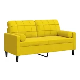vidaXL 2-Sitzer-Sofa mit Zierkissen Gelb 140 cm Samt