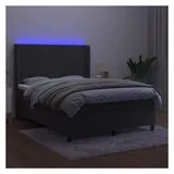 vidaXL Boxspringbett mit Matratze & LED Dunkelgrau 140x190 cm Samt