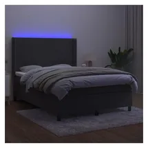 vidaXL Boxspringbett mit Matratze & LED Dunkelgrau 140x190 cm Samt