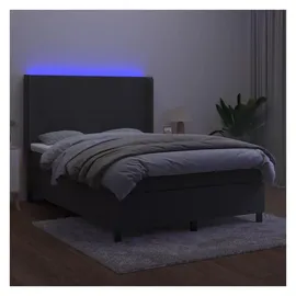 vidaXL Boxspringbett mit Matratze & LED Dunkelgrau 140x190 cm Samt