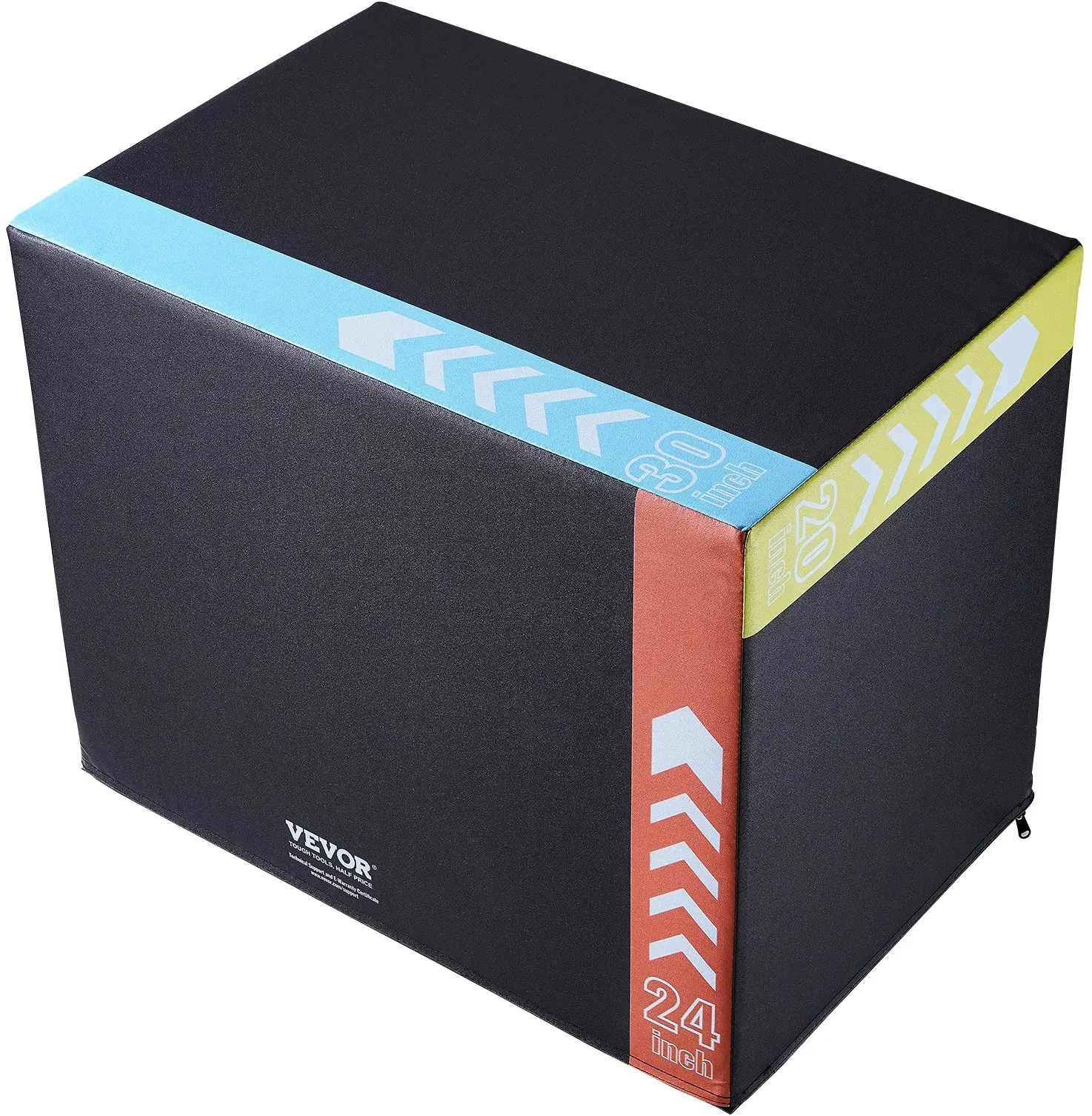 VEVOR 3-in-1-Plyometrische Sprungbox 30/24/20-Zoll-Plyobox, Sprungkasten Sprungkiste 159 kg Tragfähigkeit, Fitnessübungs-Step-Up-Box für Heimtraining, Sprungkrafttraining Schwarz Einstellbare Höhe