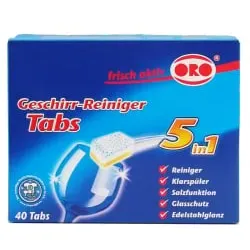 ORO®-frisch-aktiv 5in1 Tabs Geschirr-Reiniger Tabs 05074 , 1 Packung = 40 x 20 g
