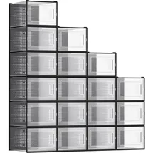 Songmics Schuhboxen 18er Set transparent-schwarz