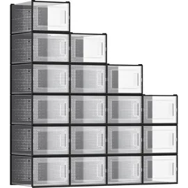 Songmics Schuhboxen 18er Set transparent-schwarz