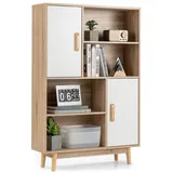 Costway Kinderbücherregal mit 2 Türen 80 x 24 x 120 cm Kiefer weiß
