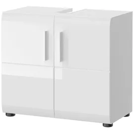 inn.furn Waschbeckenunterschrank weiß Hochglanz Badezimmer, Unterschrank 60 x 54 cm, Waschtisch Hunter