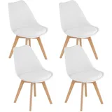 Home Collective 4er Set Esszimmerstuhl Stuhl Wohnzimmerstuhl, in insgesamt 11 Farben, 4X Weiss mit Kunststoffbeinen in Natur, bequemer & Stabiler Schalenstuhl