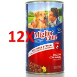 12 X Miglior Cane Bocconi Rindfleisch Dose 1250 Gr