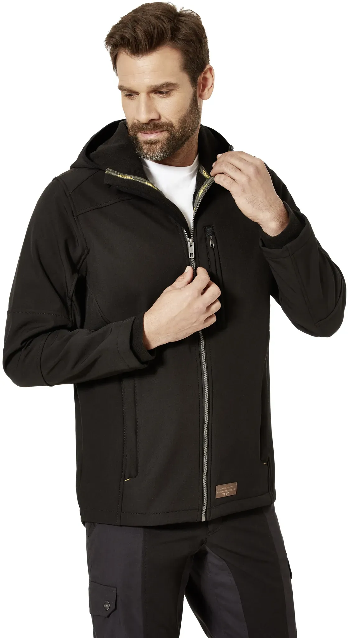 Softshelljacke HERO BY JOHN MEDOOX "Softshell mit Fleecefutter Hero by John Medoox Softshelljacke", Herren, Gr. XL, schwarz, Softshell, 96% Polyester, 4% Elasthan, casual, regular fit, Langarm, Jacken, Regular Fit Casual Softshell für Herren