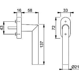 HOPPE Fenstergriff Ams.0400/US956 Alu.F1/naturf.32-42mm