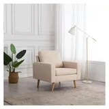 vidaXL Sessel Parlina Polyester 54 x 80 x 71 cm Creme mit Kissen