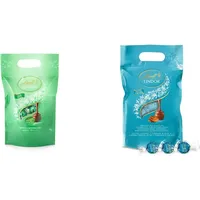 Lindt LINDOR Schokoladen Kugeln | 1 kg Beutel, wiederverschließbar | ca. 80 Kugeln Minze-Milch-Schokolade mit Füllung | Großpackung & LINDOR Schokoladen Kugeln Salted Caramel