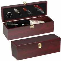 MacMa Weinbox aus Holz für 1 Flasche mit Kellnermesser