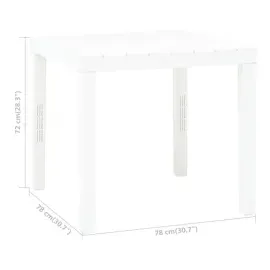 vidaXL Gartentisch Weiß 78x78x72 cm Kunststoff