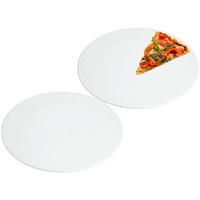 Emilja® Pizzateller flach 32cm Porzellan - 2er Set - Gastro Zubehör Servierteller