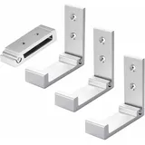 4-teiliger Klapphaken, faltbarer Kleiderhaken, Wandhaken aus Aluminiumlegierung, um 90° faltbare Kleiderhaken, selbstklebende Haken für die