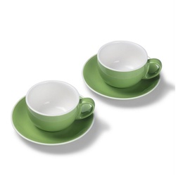 Terra Home Tasse Terra Home 2er Milchkaffeetassen-Set, Grün glossy, Porzellan grün