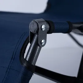 ETC Shop Klappstuhl Gartenstuhl mit Kopfkissen Strandstuhl Sonnenliege Hochlehner Campingstuhl Liegestuhl klappbar, Metall Textil blau schwarz, max. 100kg, L 153 cm