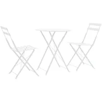 vidaXL 3-tlg. Bistro-Set Stahl Weiß